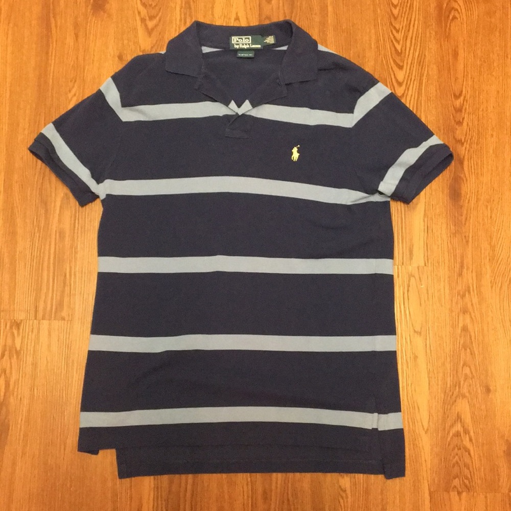 Men’s Blue Striped Polo  Size Large